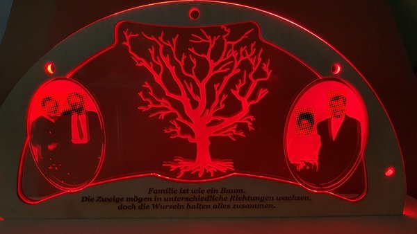 Motivbogen "Stammbaum", Jubiläum, Goldene Hochzeit, Beleuchtung, LED, APP-Steuerung