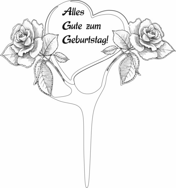 Blumenspieß "Alles Gute zum Geburtstag", 16cm, Blumentopf, Geschenk, Blumenstrauß