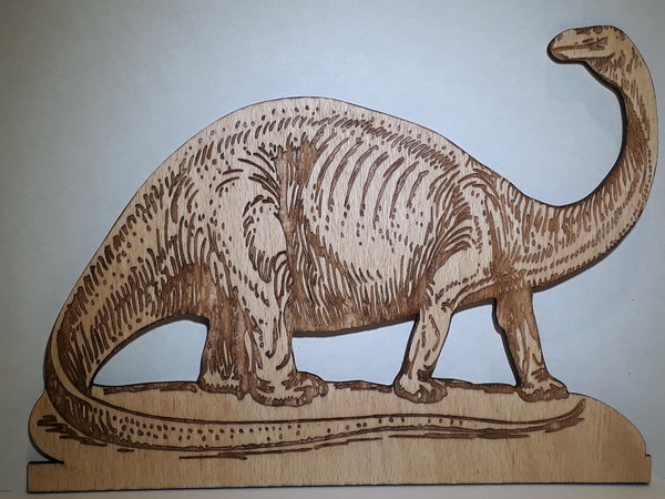 Motiv "Dino" für Tischaufsteller, Brontosaurus, Holz, Geburtstag, Jungen, Kindergeburtstag