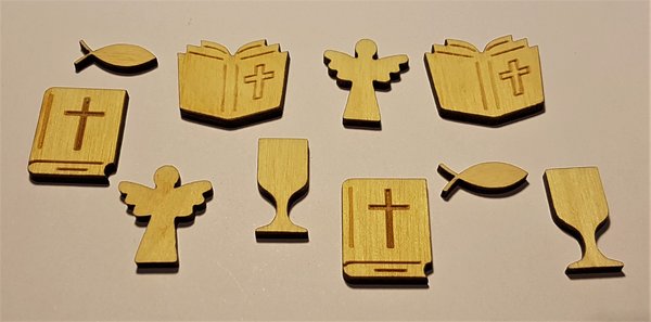 Tischdeko, Streuartikel, 10 Stück, christliche Symbole