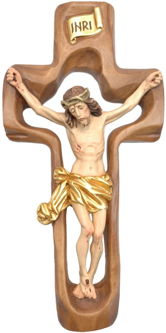 Kruzifix Relief, 9cm, Wandkreuz, handgeschnitzt aus Südtirol