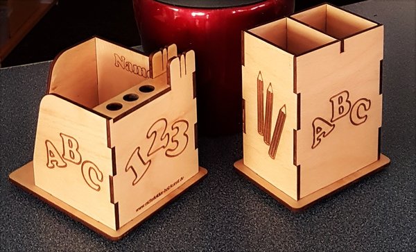Zettel- und Stiftebox-Set "Schulanfänger" aus Holz, für Schulanfang und den Schreibtisch