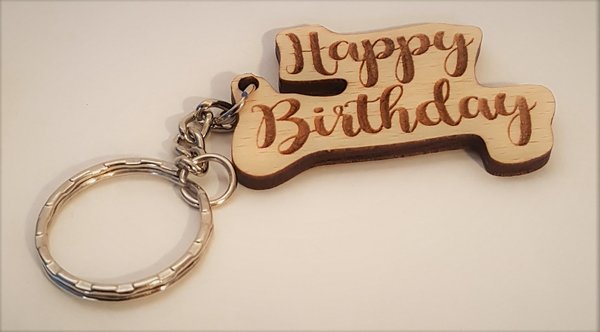 Schlüsselanhänger "Happy Birthday", 50mm, graviert