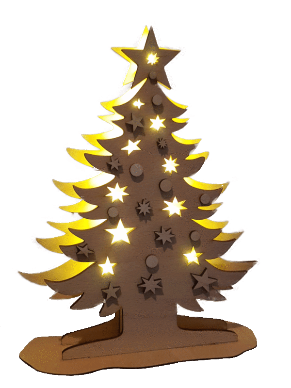 Weihnachtsbaum. beleuchtet, LED, Batterie betrieben, Holz, warm weiß, 28,5cm hoch