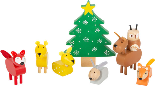 Spielset Waldweihnacht der Tiere, Holzspielzeug, Kinderzimmer