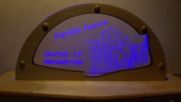 Motivbogen "Mein Haus", LED, beleuchtet, Fenster- und Tischdeko, 50cm Motivbreite