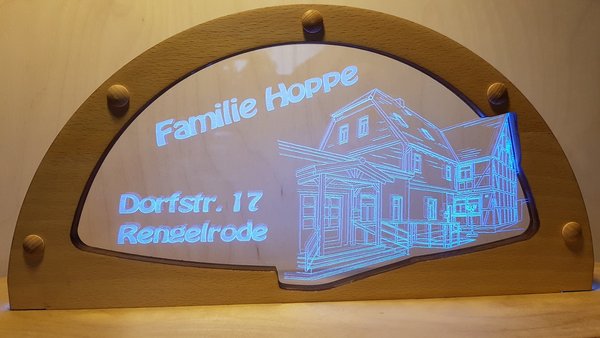Motivbogen "Mein Haus", LED, beleuchtet, Fenster- und Tischdeko, 50cm Motivbreite