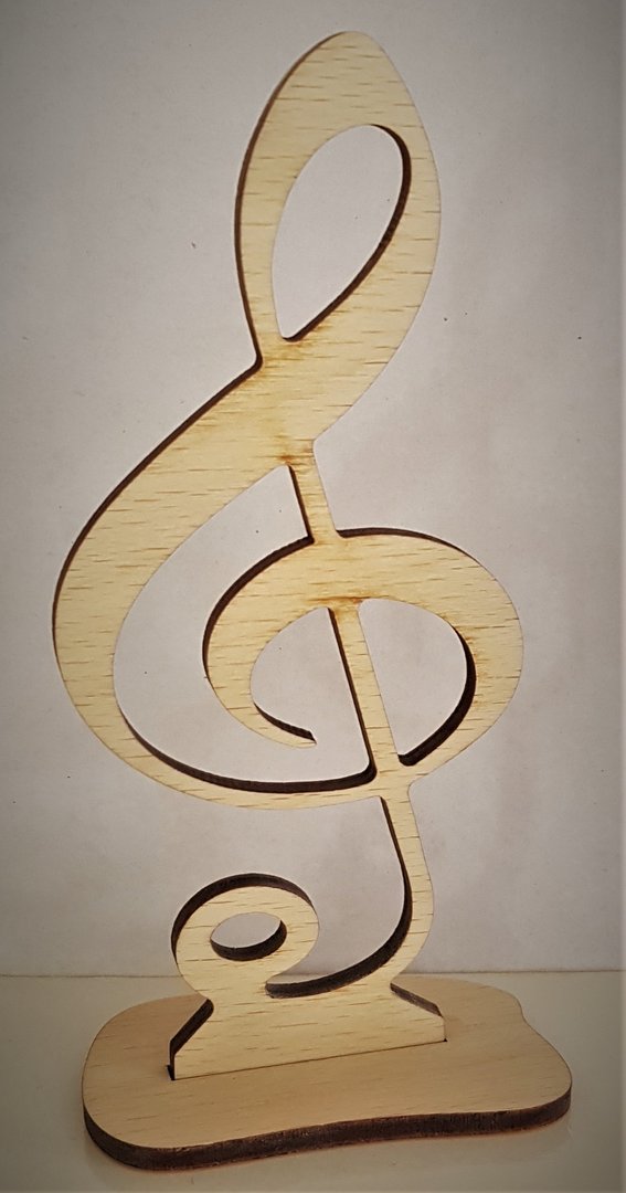 Tischaufsteller Symbol "Notenschlüssel" mit Grundplatte, Hobby, Musik, Jubiläum