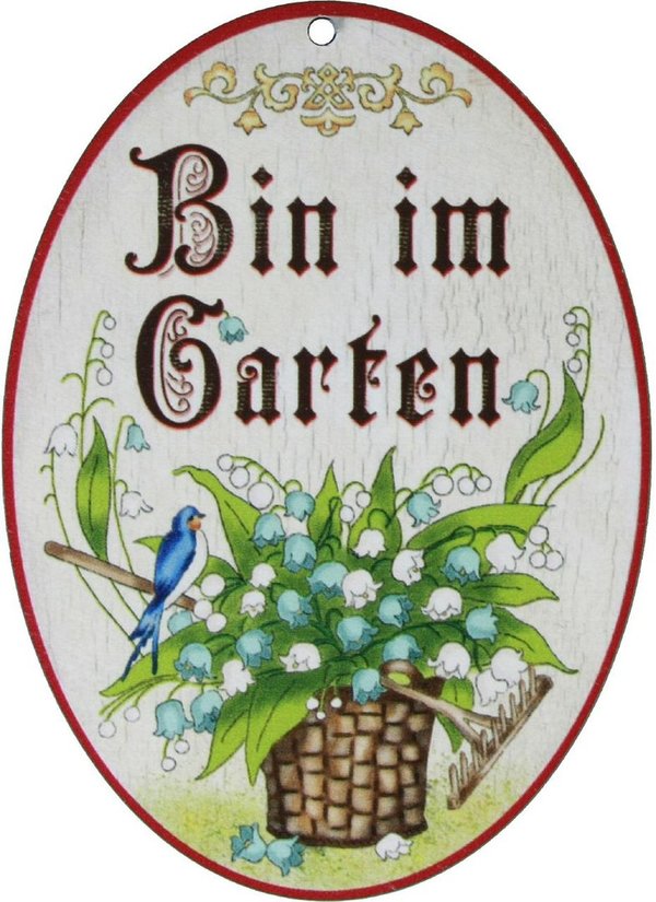 Türschilder Antik - Birkensperrholz "Bin im Garten",