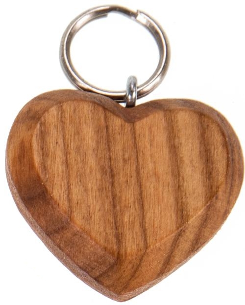 Holz Schlüsselanhänger - Kirsche geölt - flaches Herz - 3,9 x 3,7 x 0,9 cm, Valentinstag, Liebe