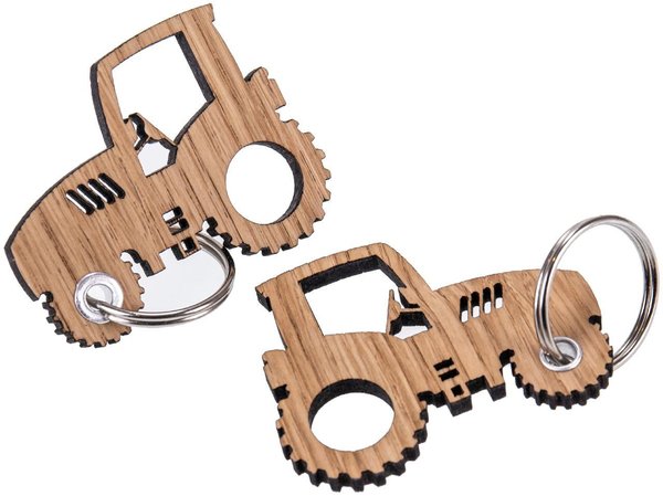 Holz Schlüsselanhänger, Eiche 6cm "Traktor"  Schlüsselanhänger, gelasert, Hobby, Landwirtschaft