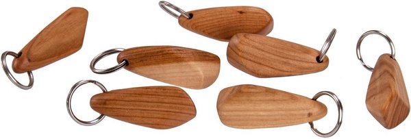 Holz Schlüsselanhänger - Kirsche geölt - Hinkelstein Form, Geschenk