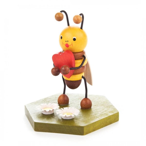 Biene mit Herz, Imker, Figur aus Holz 8cm hoch, Honig, Aufsteller, Deko