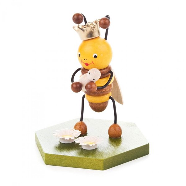 Bienenkönigin mit Baby, Imker, Figur aus Holz, 8cm hoch, Honig, Aufsteller, Deko
