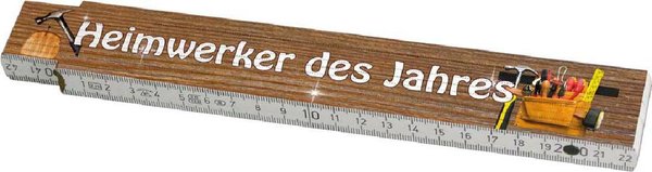 Zollstock / Meterstab 2 Meter, Spruch"Heimwerker des Jahres" auch mit anderen lustigen Sprüchen