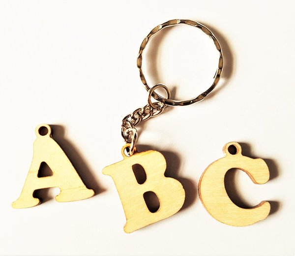 Schlüsselanhänger mit 1 Buchstaben, Schlüsselring,