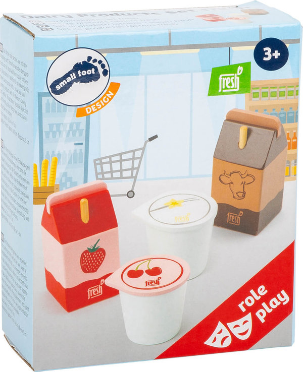 Milchprodukte-Set „fresh“, Kinderspeilzeug Milchprodukte aus Holz