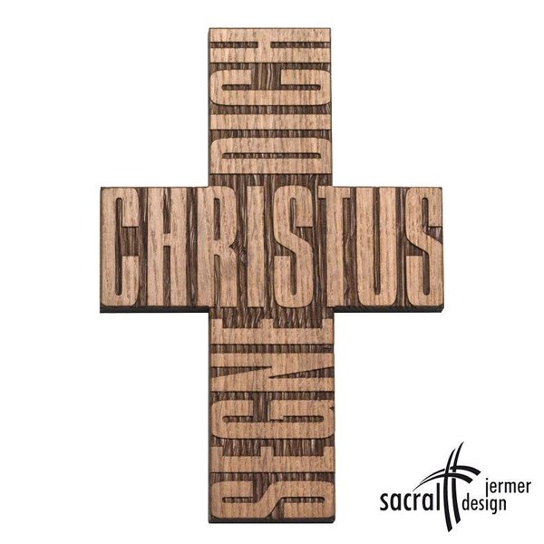 Wortkreuz "Christus segne dich", Eiche  ca. 12x18 cm