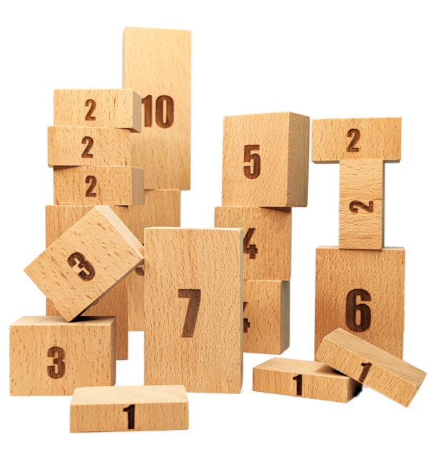 Das Zahlenstapel-Lernspiel aus Holz, 33 Zahlen, Vor- und Grundschule