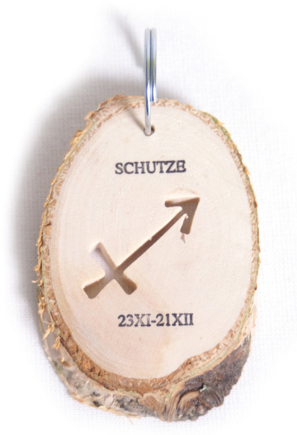 Schlüsselanhänger Sternzeichen, Holz, Birke, 7x5cm