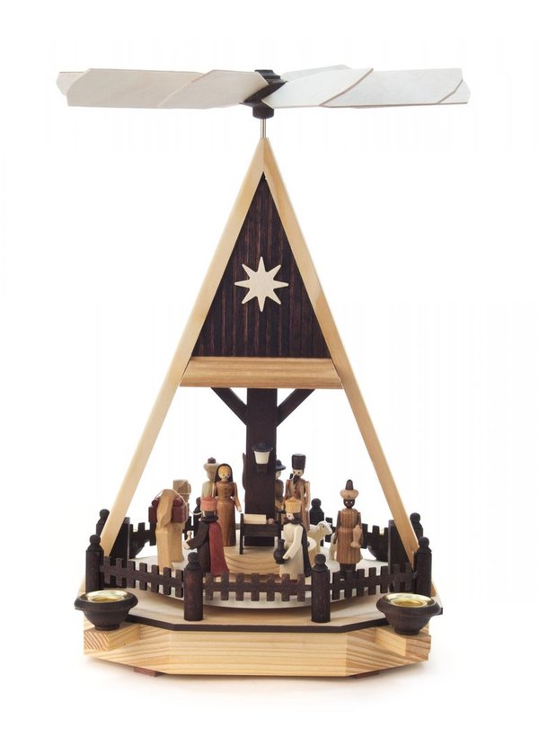 Pyramide mit Christi Geburt, für Kerzen d=14mm