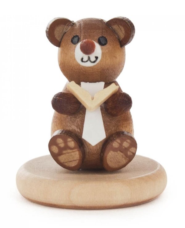 kleiner Bär, Teddy, Teddybär mit Buch auf Sockel, kleine Liebeserklärung, 4cm