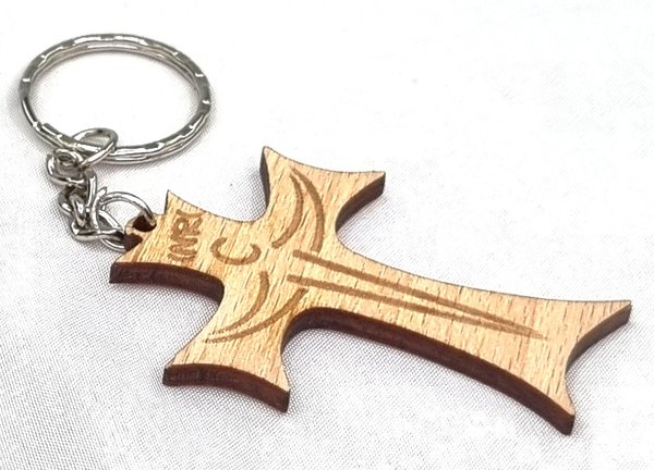 Schlüsselanhänger "Kreuz, mit Gravur" mit Schlüsselring, 6cm