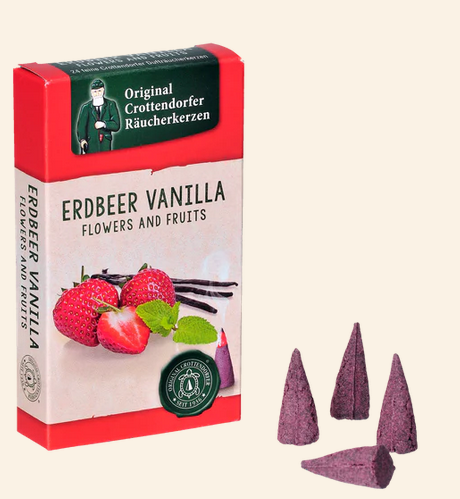 Räucherkerzen Erdbeer Vanilla, 24 Stück, Crottendorfer