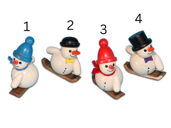 Schneemann-Figuren "mit Snowboard", verschiedene Varianten, Sammlerfigur