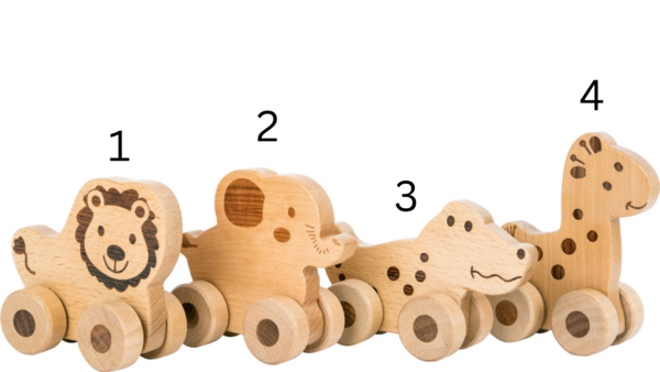 Schiebetiere "Safari", Holzspielzeug für Babys aus Natur