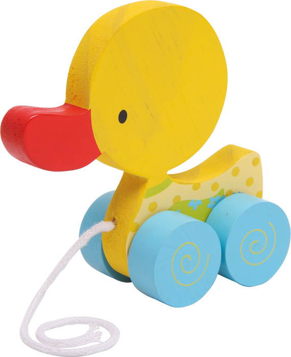 Ziehtier Ente "Li, Lu und La", Pull-Along Duck, Tiere aus Holz, farbig
