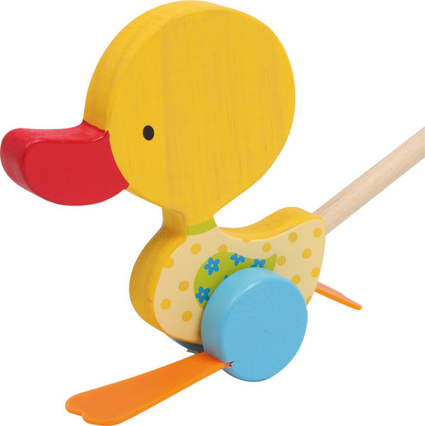 Schiebetier Watschel-Ente "Tine", Pull-Along-Duck, farbig aus Holz