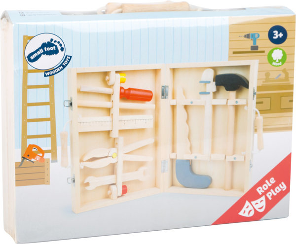 Werkzeugkoffer, aus Holz für Kinder, Spielwerkzeug fürs Rollenspiel