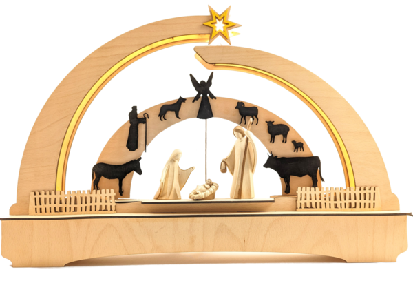 Eichsfelder-Bogen „Heilige Familie", mit Südtiroler Figuren, LED-beleuchtet
