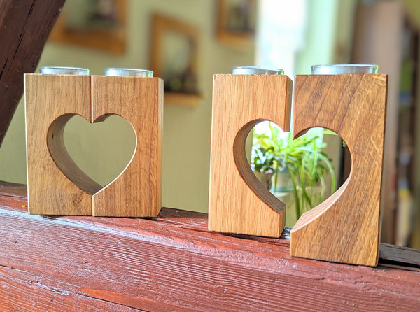 Teelichthalter "Herzen", zwei Säulen in Herzform, für Valentinstag und als Deko